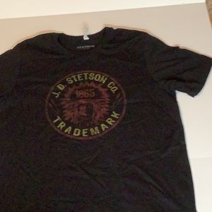 STETSON J.B Stetson Trademark 1865 T-Shirt. Size XL , NWT , Indian logo, black